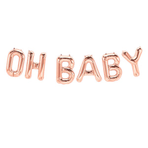 16-inch Rose Gold OH BABY Foil Balloon Banner baby shower neutral gender reveal party decorations