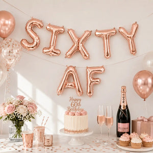 16-inch Rose Gold SIXTY AF Foil Birthday Balloon Banner