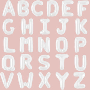 16-inch White A-Z Alphabet Letter Foil Balloon