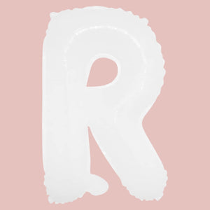 16-inch White A-Z Alphabet Letter r Foil Balloon
