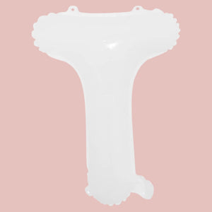 16-inch White A-Z Alphabet Letter t Foil Balloon