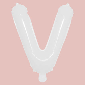 16-inch White A-Z Alphabet Letter v Foil Balloon