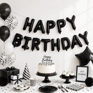 16-inch Black HAPPY BIRTHDAY Foil Balloon Banner