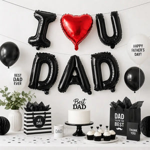 16in I Love U DAD Black Foil Balloon Banner