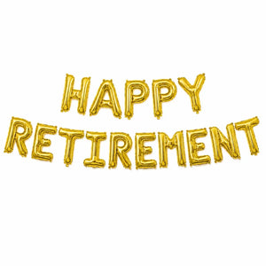 16-inch Metallic Gold HAPPY RETIREMENT Foil Letter Balloon Banner