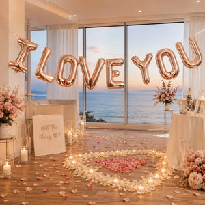 16-inch Rose Gold 'I LOVE YOU' Foil Balloon Banner