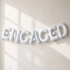 16-inch White ENGAGED Foil Balloon Banner