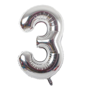 Online Party Supplies 16" Silver Number 3 Air Filled Foil Balloon - Party Decorations