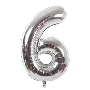 Online Party Supplies 16" Silver Number 6 Air Filled Foil Balloon - Party Decorations
