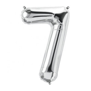 Online Party Supplies 16" Silver Number 7 Air Filled Foil Balloon - Party Decorations