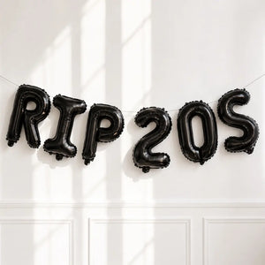 16-inch Black RIP 20S Foil Letter Balloon Banner