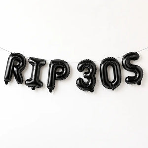 16-inch Black RIP 30S Birthday Foil Balloon Banner