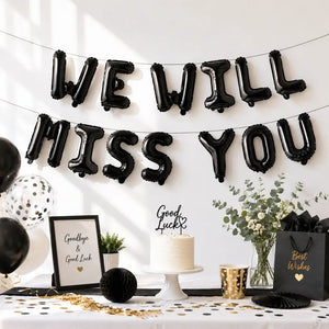16in Black WE WILL MISS YOU Foil Balloon Banner