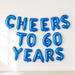 16-inch Blue CHEERS TO 60 YEARS Foil Balloon Banner