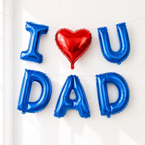 16in I Love U DAD Blue Foil Balloon Banner