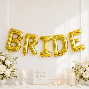 16-inch Gold 'BRIDE' Foil Balloon Banner