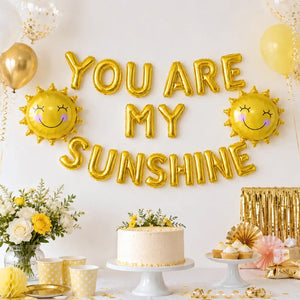 16" Gold YOU ARE MY SUNSHINE with Smiling Sun Foil Balloon