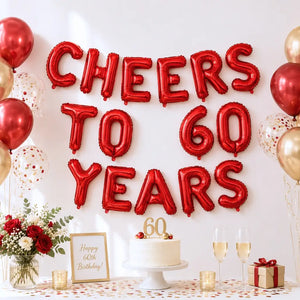 16-inch Red CHEERS TO 60 YEARS Foil Balloon Banner