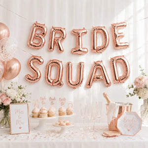 16-inch Rose Gold BRIDE SQUAD Foil Balloon Banner