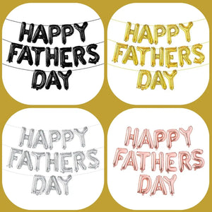 16-inch HAPPY FATHERS DAY Foil Balloon Banner in black, gold, silver & rose gold