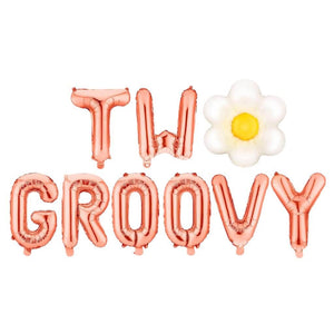 16-inch Rose Gold TWO GROOVY Daisy Foil Balloon Banner