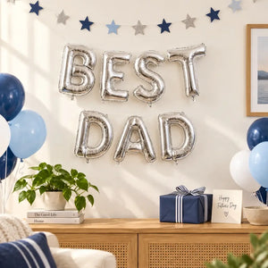 16-inch Silver BEST DAD Foil Balloon Banner