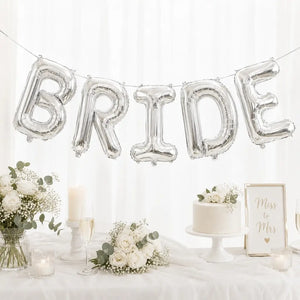 16-inch Silver 'BRIDE' Foil Balloon Banner