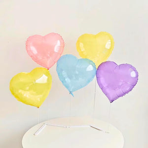 18" Crystal Clear Pastel Heart Shaped Foil Balloon assorted  colours