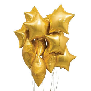 18-inch Metallic Gold Star Foil Balloon Bouquet 10 Pack