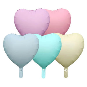 18-inch Matte Pastel Heart Foil Balloon – 5 Colours