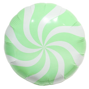 18-inch Pastel green Round Lollipop Foil Balloon - Swirly Candy Party Decor