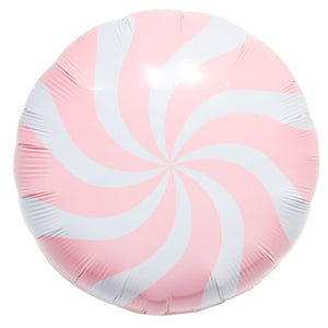 18-inch Pastel baby pink Round Lollipop Foil Balloon - Swirly Candy Party Decor