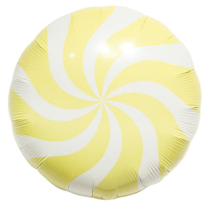 18-inch Pastel Yellow Round Lollipop Foil Balloon - Swirly Candy Party Decor