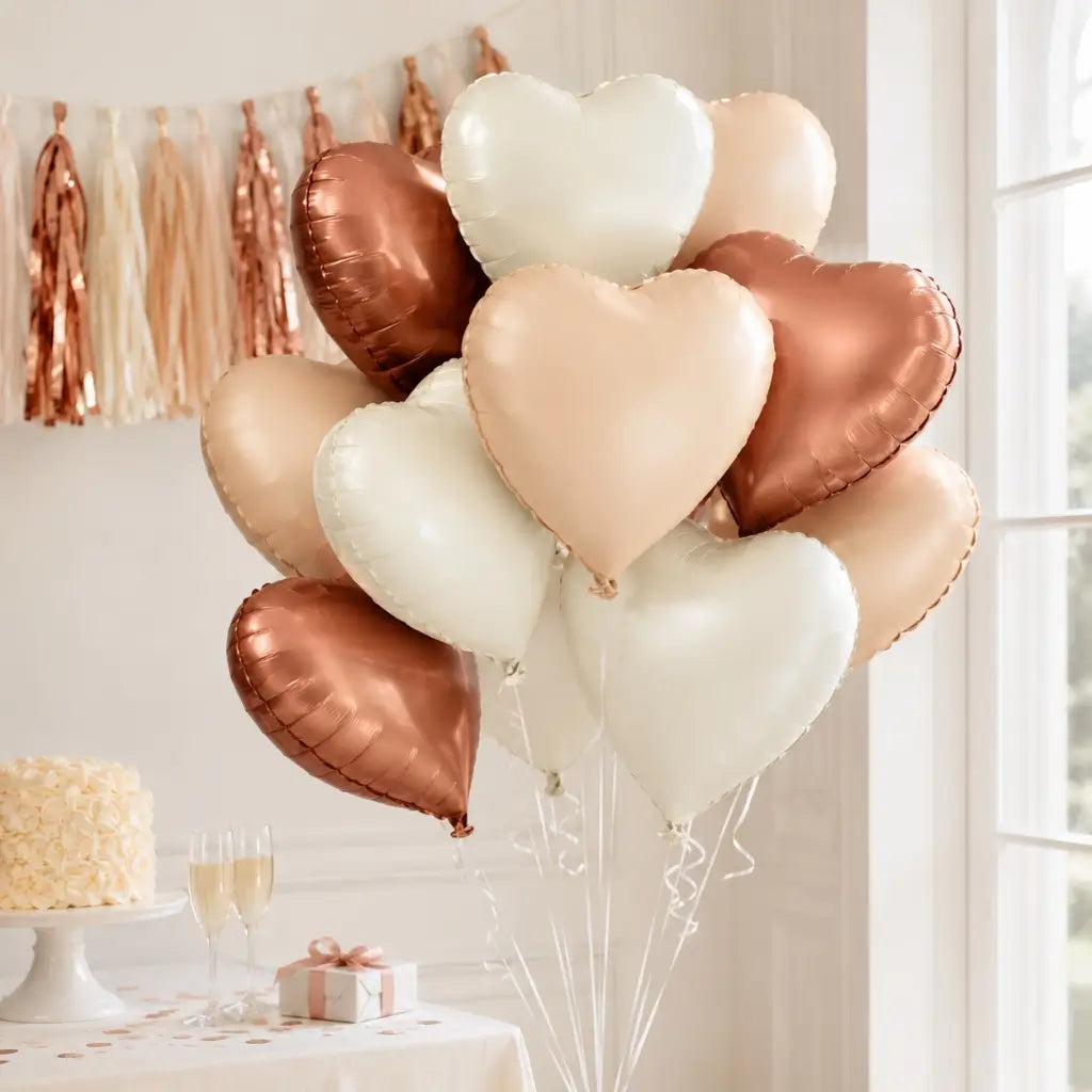 18-inch Retro Assorted Heart Foil Balloon Bouquet 10pk