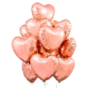 18-inch Rose Gold Heart Foil Balloon Bouquet 10pk
