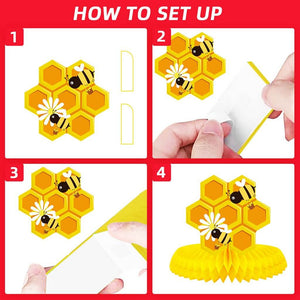Honey Bee Honeycomb Table Centrepiece Decorations 9 Pack
