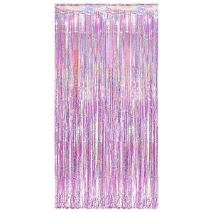 Laser Glitter Pink Foil Fringe Curtain