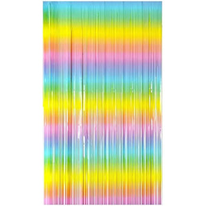 Pastel Rainbow Tinsel Fringe Backdrop Foil Curtain