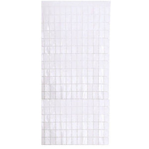 Square Tinsel Foil Fringe Curtain - Pastel White