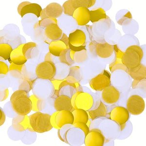 Round Metallic Gold Foil & White Confetti – 20g Party Decoration
