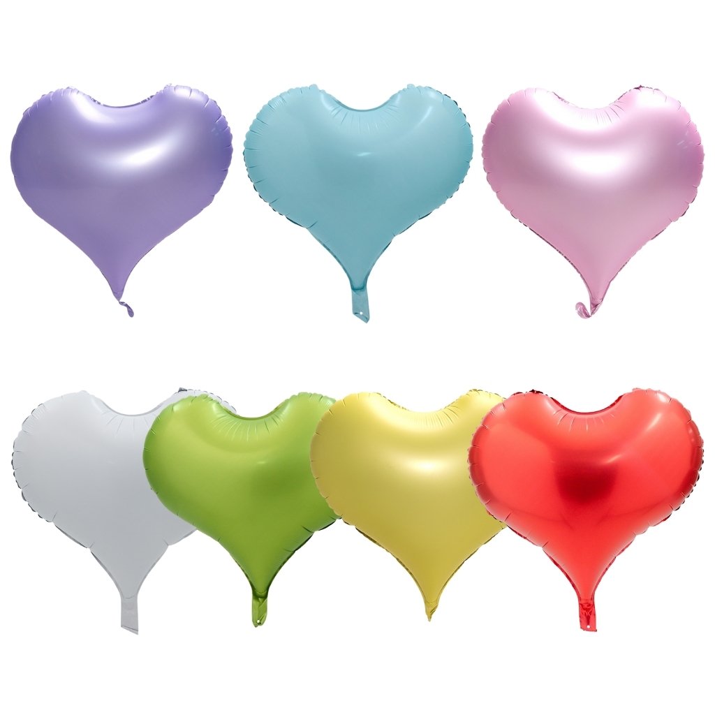 Colorful heart-shaped balloons on a white background