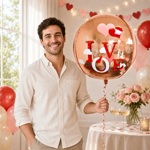 22 Inch Jumbo 3D ORBZ Rose Gold Love Valentines Day Foil Balloon