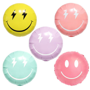 23-inch Large Smiling Face Foil Balloon – Pastel & Metallic Colours