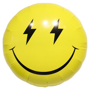 23-inch Large Smiling Face Foil Balloon – lightning smiley Metallic gold