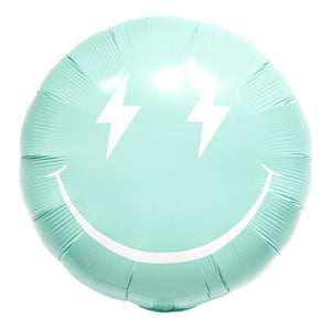 23-inch Large Smiling Face Foil Balloon – lightning smiley pastel green