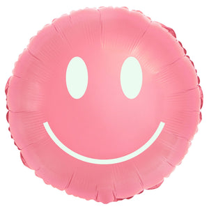 23-inch Large Smiling Face Foil Balloon – Classic Smiley Pastel Pink