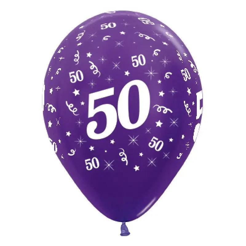 Metallic Purple Age 50 Latex Balloons 30cm 25pk