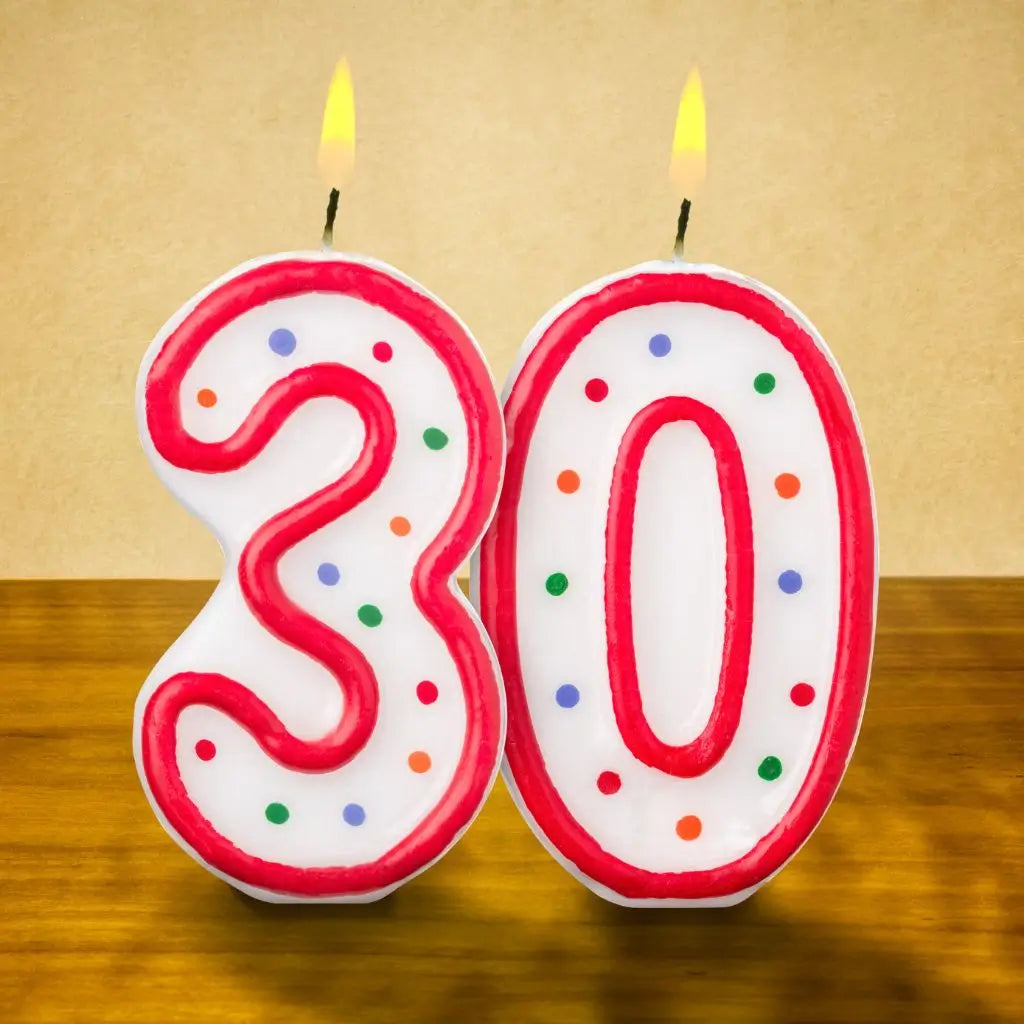 30th birthday party candle table decorations