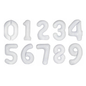 16 inch White 0-9 Number Foil Balloons