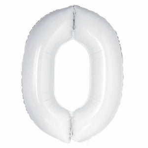 16 inch White Number 0 Foil Balloons